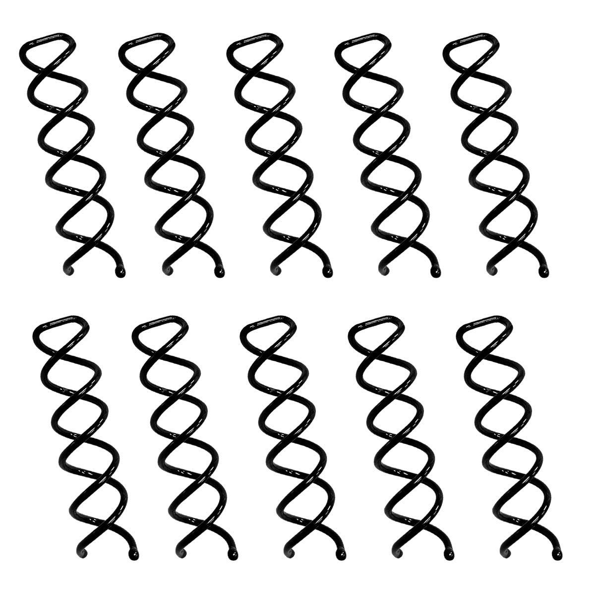 10PCS Spiral Hair Pins, Non-Scratch Ball Tips Screw Pins for DIY Hair Style (Black)