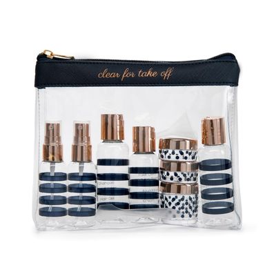 Miamica Women&#39;s-Adult Toiletry Kit, Navy &amp; Gold, 12-Piece