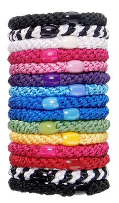 L. Erickson Grab &amp; Go Ponytail Holders, Carnival, Set of Fifteen - Exceptionally Secure with Gentle Hold