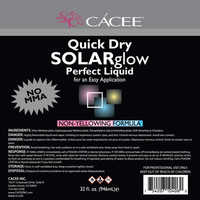 Cacee's Fast Setting Acrylic Nail Liquid Monomer, Acrylic Powder Compatible, Non-Yellowing Monomer Acrylic Nail Liquid, Quick Dry for Professional Acrylic Nails (32 fl. oz)