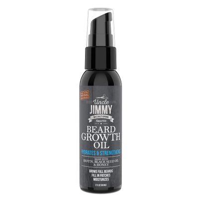 Uncle Jimmy Beard Growth Oil with Biotin | Natural Beard Care for Thicker, Fuller Healthier Beard | Men&#39;s Facial Hair Treatment for Grooming | Increases Thickness and Volume 2 Fl Oz