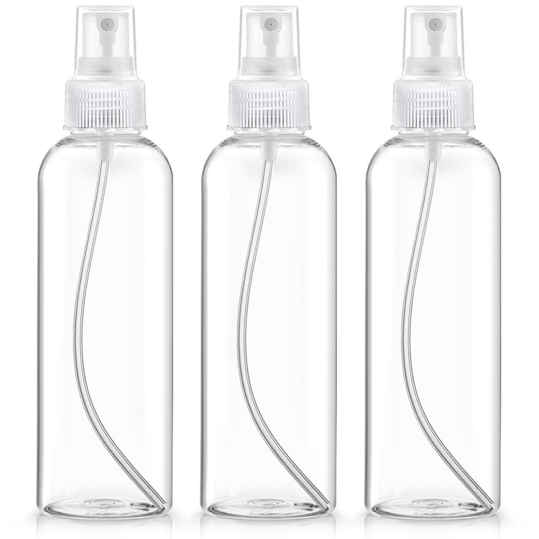 Spray Bottles, 8.5oz/250ml Plastic Spray Bottles, Clear Empty Fine Mist with Cap for Essential Oils, Perfumes, Refillable Liquid Containers (3 Pack)