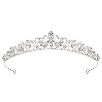 SWEETV Silver Wedding Tiaras and Crowns, Rhinestone Bridal Crown Princess Tiara Headpieces for Women and Flower Girls, Bridgerton Hair Accessories for Birthday Prom Quinceanera