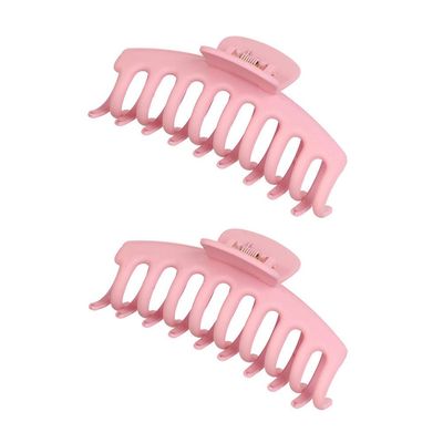 2 Pack Big Hair Claw Clips Nonslip Large Claw Clip for Women and Girls Hair,Strong Hold Grips Hair Accessories 4 Inch (Pink)