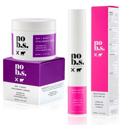 No B.S. (No Bad Stuff) Protect &amp; Quench Duo - Daily Face Moisturizer Spf 20 + Day &amp; Night Hyaluronic Cream, Hyaluronic Acid, Vitamin E (3.7 oz)