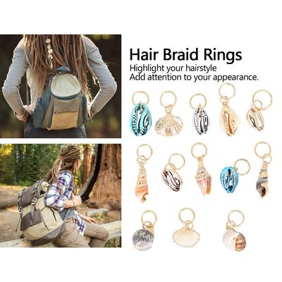 Hair Jewelry for Braids, Hair , Hair Rings, Hair Loop Clips Jewelry Dreadlocks Hair Braid Rings Dreadlocks Ring Shell Hair Ring Hair Decoration Accessories Suitable for Crochet