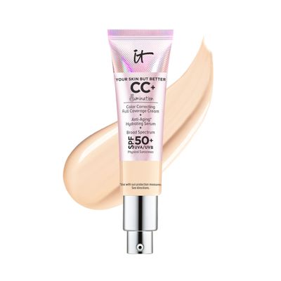 IT Cosmetics Your Skin But Better CC+ Cream Illumination - Color Correcting Cream, Full-Coverage Foundation, Hydrating Serum &amp; SPF 50+ Sunscreen Radiant Finish 1.08 fl oz