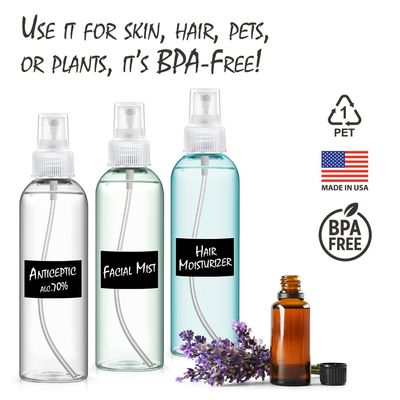 Spray Bottles, 8.5oz/250ml Plastic Spray Bottles, Clear Empty Fine Mist with Cap for Essential Oils, Perfumes, Refillable Liquid Containers (3 Pack)
