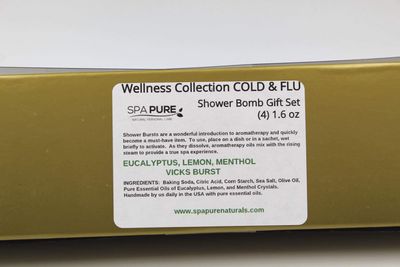 SPAPURE Wellness Collection EUCALYPTUS/LEMON MENTHOL - Vick's Burst (4-pack) Aromatherapy Fizzing Shower Bombs by Spa Pure Naturals