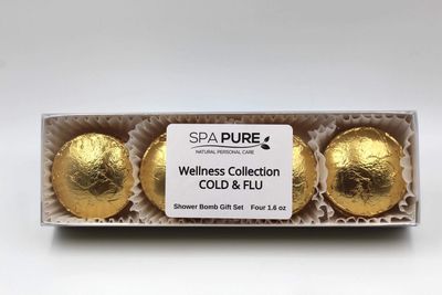 SPAPURE Wellness Collection EUCALYPTUS/LEMON MENTHOL - Vick&#39;s Burst (4-pack) Aromatherapy Fizzing Shower Bombs by Spa Pure Naturals