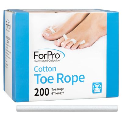 ForPro Professional Collection Cotton Toe Rope, Pedicure Toe Separator, Lint-Free, Biodegradable Cotton, 6 L, 200-Count