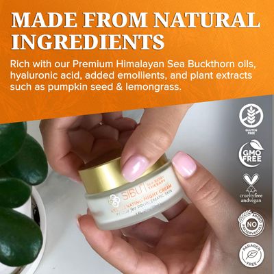 sibu Rejuvenating Night Cream (1 oz), Made With Premium Himalayan Sea Buckthorn & Hyaluronic Acid - Hydrates, Smooths Wrinkles, and Repairs Aging, Sun-Damaged Skin