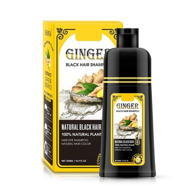 Ginger Black Semi-Permanent Hair Dye Shampoo, Instant 30-Day Color Matter, Completes in 5 Minutes - 500ml (Ginger Fragrance)