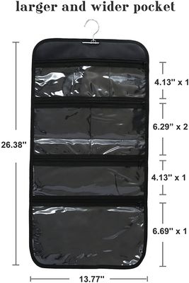 Wodison Foldable Clear Hanging Travel Toiletry Bag Cosmetic Organizer Storage (Black)