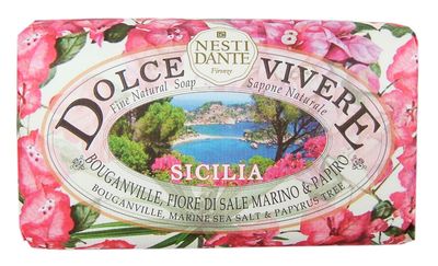 Dolce Vivere Sicilia Bougainville, Marine Sea Salt &amp; Papyrus Tree Fine Natural Soap Bar