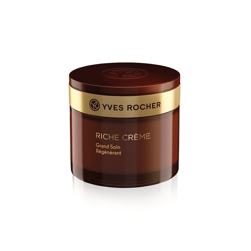 Yves Rocher Face Moisturizer Riche Crme Aging and Mature Skin, Day &amp; Night Cream with precious oils, for Mature Skin + Dry skin, for smooth and healthy skin75 ml jar