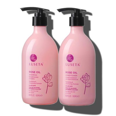 Luseta Rose Oil Shampoo and Conditioner for Volumizing &amp; Hydrating - Color safe, gluten-free, sulfate-free, paraben-free, cruelty free and Vegan
