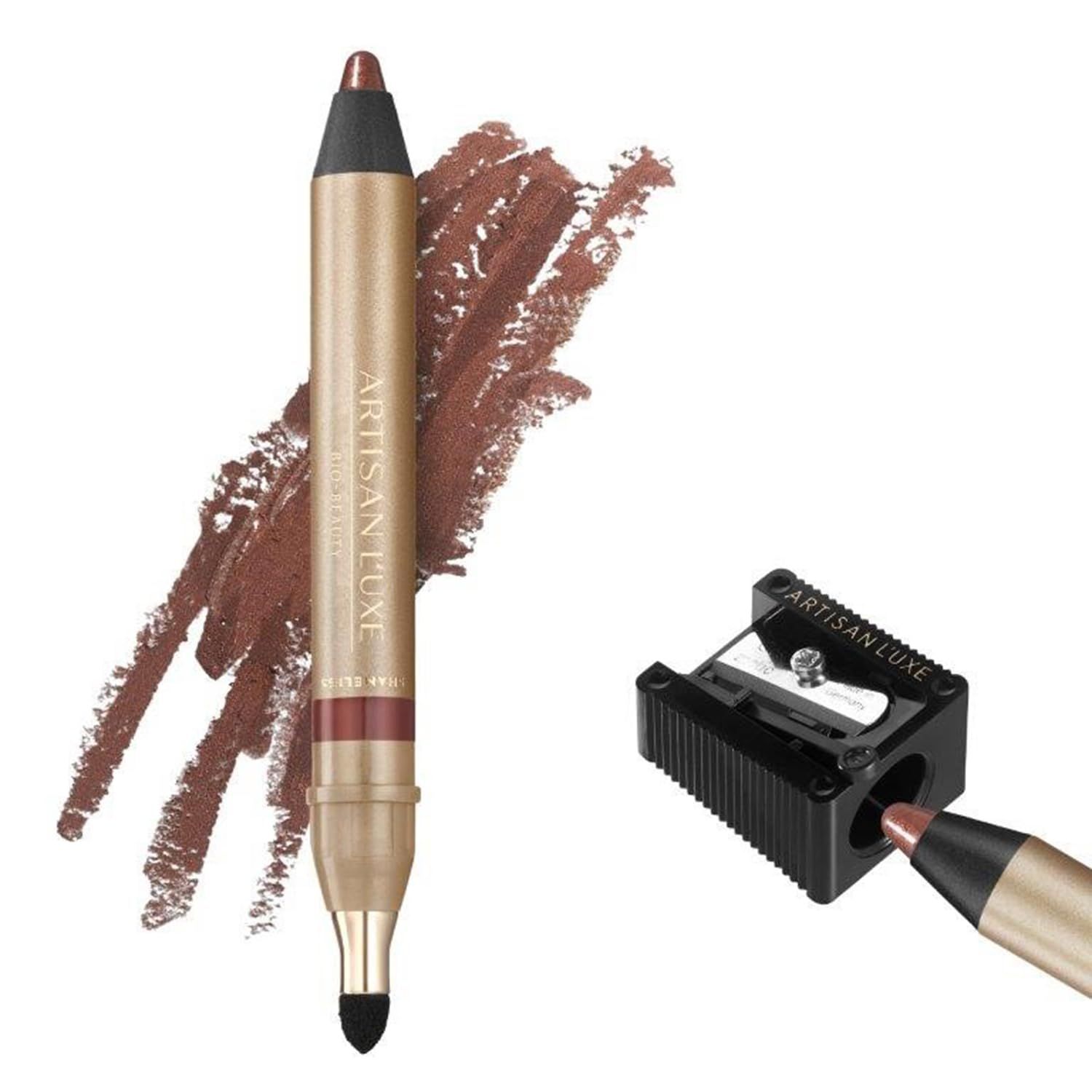 Artisan L&#39;uxe Beauty Velvet Jumbo Eyeliner Pencil - Smokey Eyes in 3 Minutes - Water-Proof, Smudge-Proof, Long-Lasting - Age-Defying Essential Oils (Shade: Shimmering Bronze)