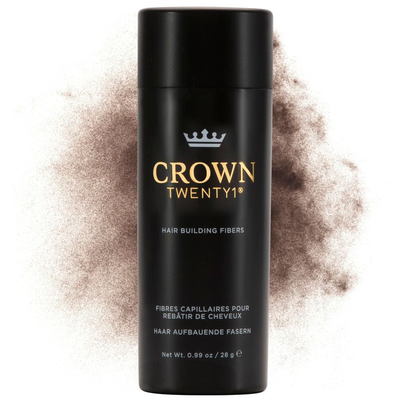 CROWN Hair Building Fibers (28g) - Instantly Cover Fine &amp; Thinning Hair for a Thicker, Fuller Look - A Natural Keratin Concealer - 13 Shades for Men &amp; Women - Medium Brown