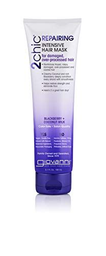 GIOVANNI 2chic Ultra-Repairing Hair Mask - Blackberry &amp; Coconut Oil for Dry, Damaged &amp; Processed Hair, Argan, Jojoba, Shea Butter &amp; Keratin, Lauryl &amp; Laureth Sulfate Free, Color Safe - 5 oz