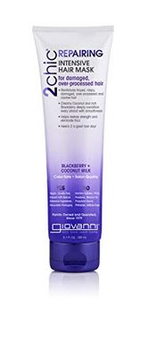 GIOVANNI 2chic Ultra-Repairing Hair Mask - Blackberry &amp; Coconut Oil for Dry, Damaged &amp; Processed Hair, Argan, Jojoba, Shea Butter &amp; Keratin, Lauryl &amp; Laureth Sulfate Free, Color Safe - 5 oz