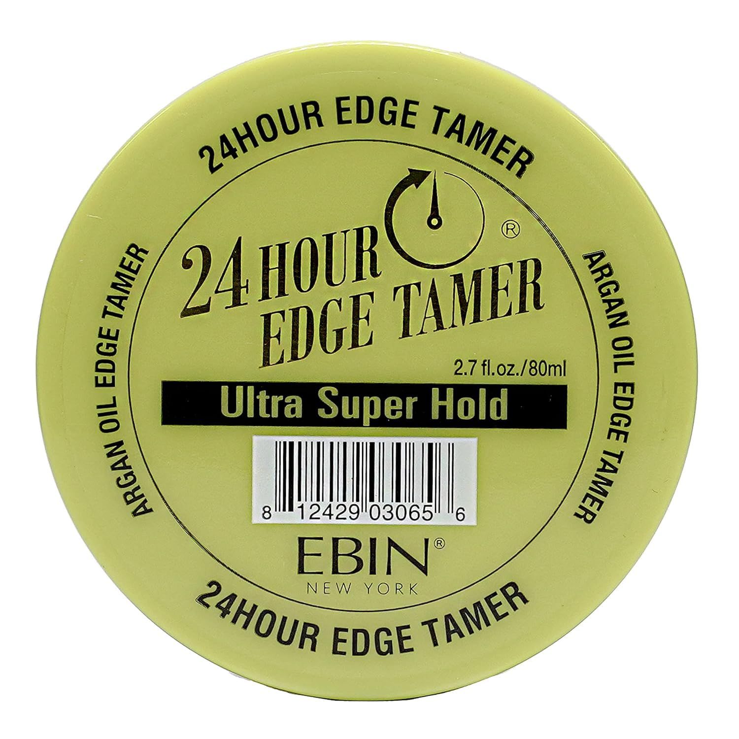 EBIN NEW YORK 24 Hour Edge Tamer Ultra Super Hold 2.7 fl.oz/80ml No Flaking, Smooth Shine, Argan &amp; Castor Oil, Strong Edge Control Gel, Edge gel