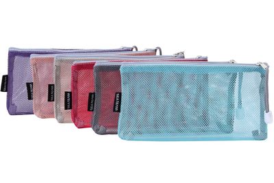 Sea Team 6pcs Multicolored Portable Travel Toiletry Pouch Nylon Mesh Cosmetic Makeup Organizer Bag with Zipper