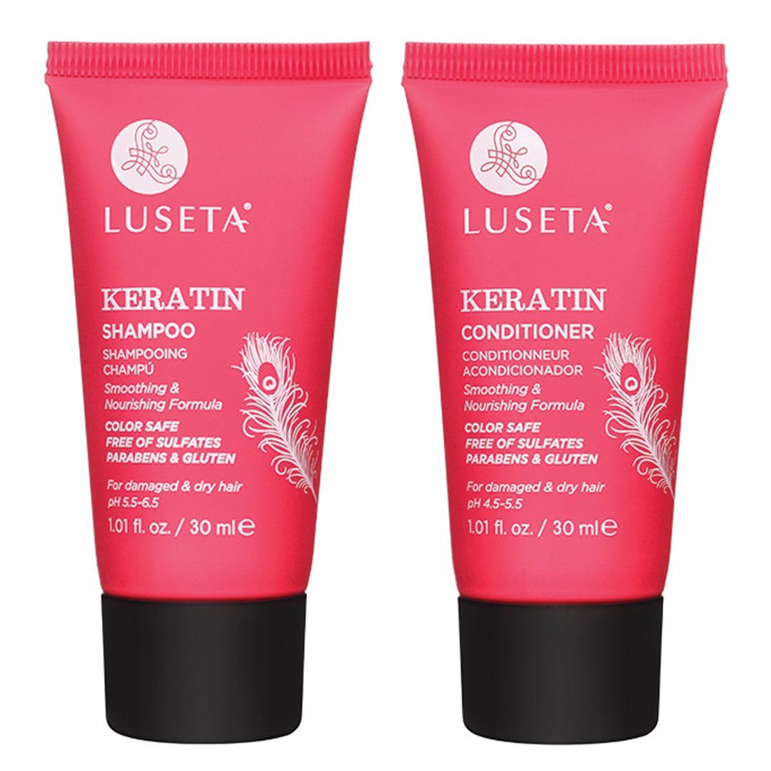 Luseta Keratin Shampoo and Conditioner Smooth and Hydrate Dry Damaged Hair Great for Color Treated Hair Sulfate Free and Gluten Free1.01 Fl Oz2