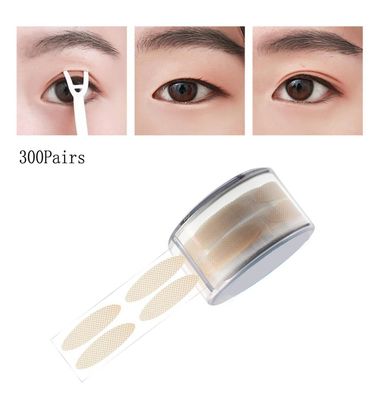 300Pairs Portable Breathable Natural Invisible Single Sided Double Eyelid Tape Self-Adhesive Eyelid Stickers Instant Eye Lift Strips With Y Fork for Hooded Droopy Uneven Mono-eyelids (Mesh Style-Wide)