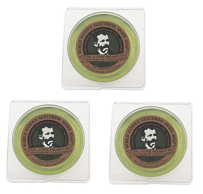 Col. Conk World&#39;s Famous Shaving Soap, Lime - 3 Pack - Each Piece Net Weight 2.25 Oz