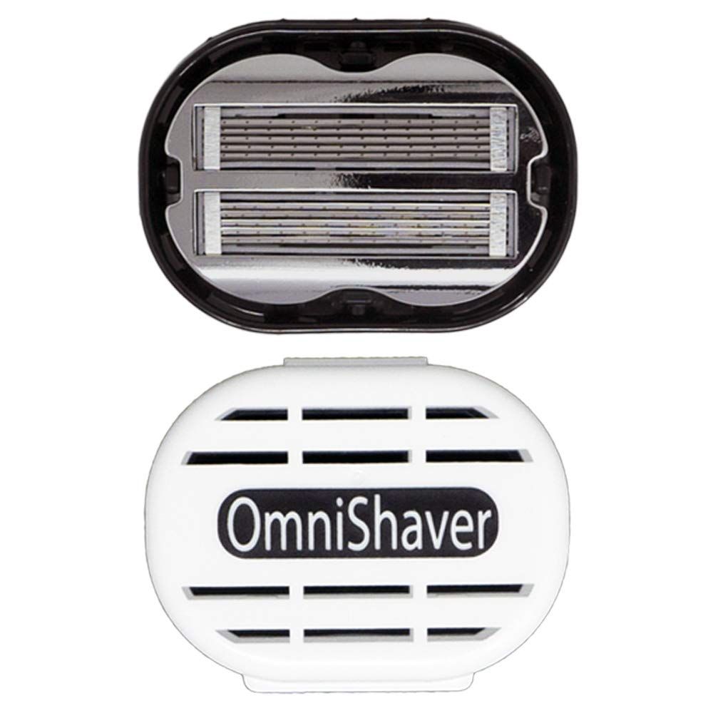 Premium Omnishaver with White Travel Case - The Fastest Way to Shave Head, Legs, Arms, Body | an Alternative to Disposable Shaving Razors Self Cleans &amp; Strops During Use | Bald Head Shaver for Men