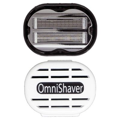 Premium Omnishaver with White Travel Case - The Fastest Way to Shave Head, Legs, Arms, Body | an Alternative to Disposable Shaving Razors Self Cleans &amp; Strops During Use | Bald Head Shaver for Men