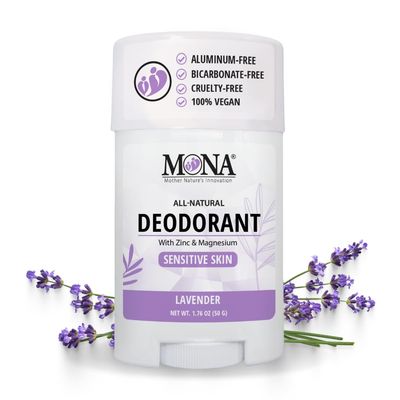 MONA BRANDS All Natural Deodorant For Women &amp; Men | For Sensitive Skin | No Aluminum or Baking Soda | (LAVENDER 1.76 Oz)