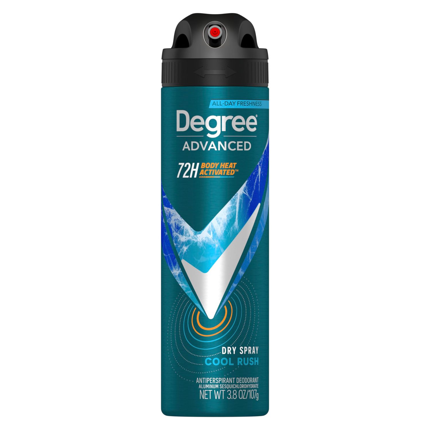 Degree Men Antiperspirant Deodorant Dry Spray Cool Rush 12 Count 72-Hour Sweat and Odor Protection Deodorant for Men With Body Heat Activated Technology 3.8 oz