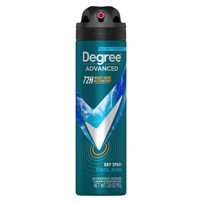 Degree Men Antiperspirant Deodorant Dry Spray Cool Rush 12 Count 72-Hour Sweat and Odor Protection Deodorant for Men With Body Heat Activated Technology 3.8 oz