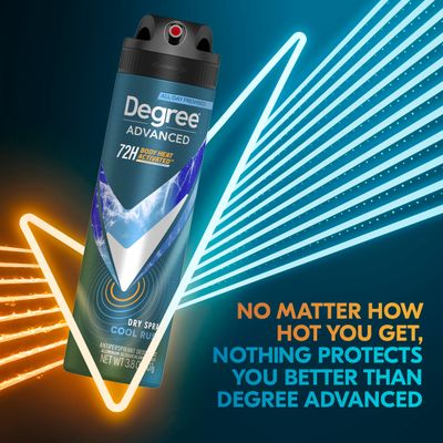 Degree Men Antiperspirant Deodorant Dry Spray Cool Rush 12 Count 72-Hour Sweat and Odor Protection Deodorant for Men With Body Heat Activated Technology 3.8 oz