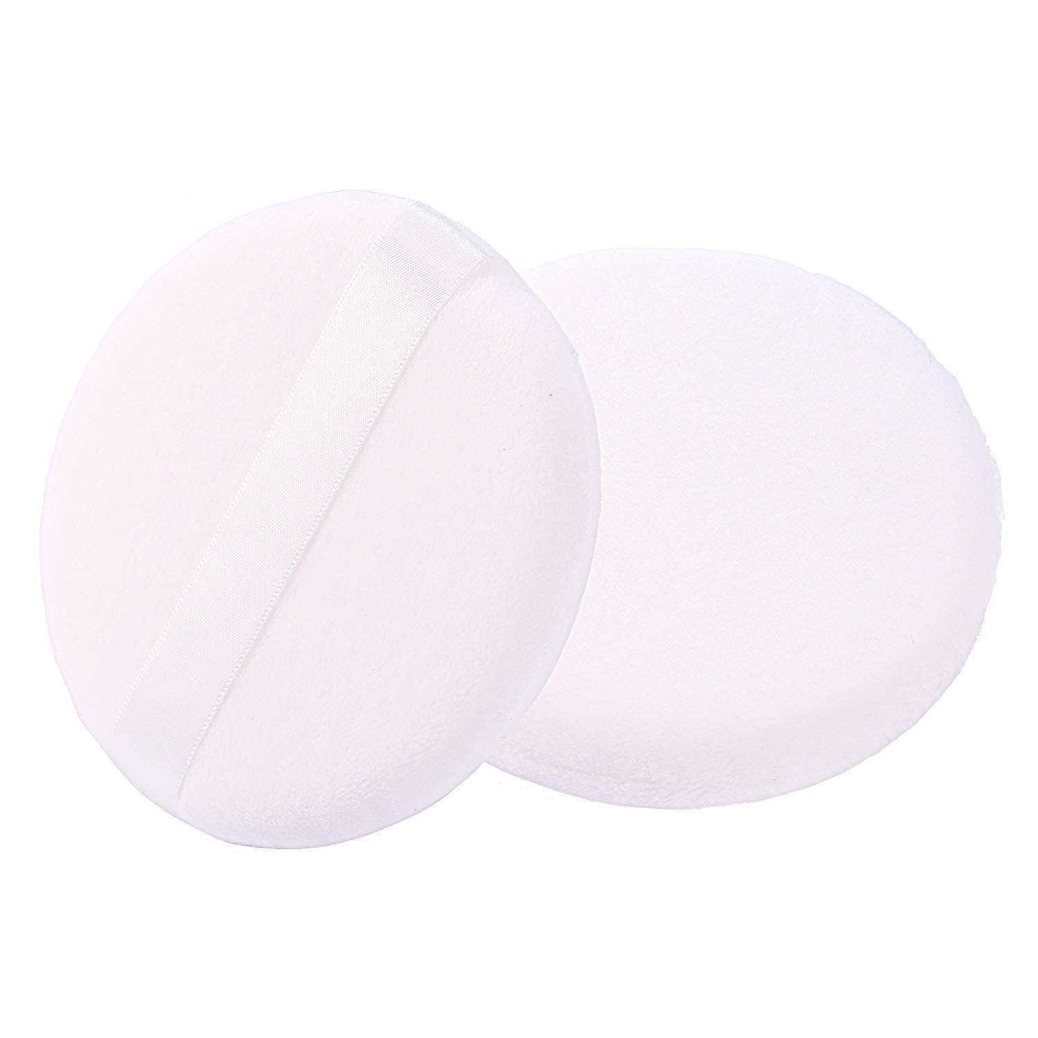 WSYUB Powder Puff, Large Loose Powder Puff, 4.13 Inch Powder Puff for Body Powder, Ultra Soft Velour Body Powder Puff, 2pcs, White, Round