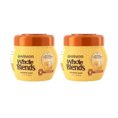 Garnier Whole Blends Honey Treasures Repairing Mask, for Dry, Damaged Hair, 10.1 Fl Oz, 2 Count (Packaging May Vary)