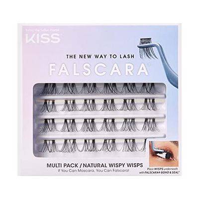 KISS Falscara DIY Eyelash Extension Wispy Wisps - Featherlight Synthetic Reusable Artificial Eyelashes Multipack of 24 Mini Lash Clusters for that Authentic Eyelash Extension Look 24 Count (Pack of 1)