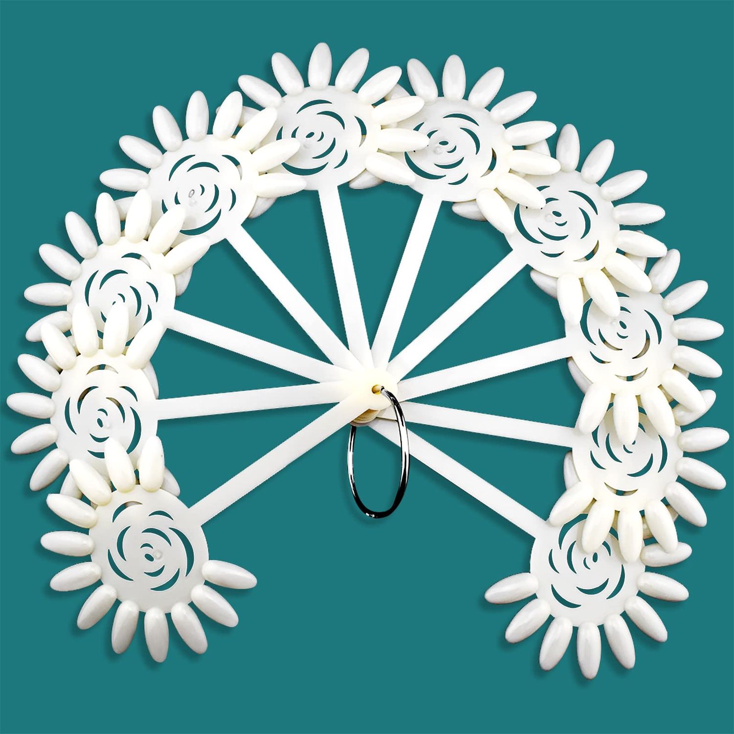 10pcs/wheel 120 Color Natural Sunflower Nail Polish Display Sticks w Ring False Nail Art Display Chart Practice Fan Wheel Tool, NT003