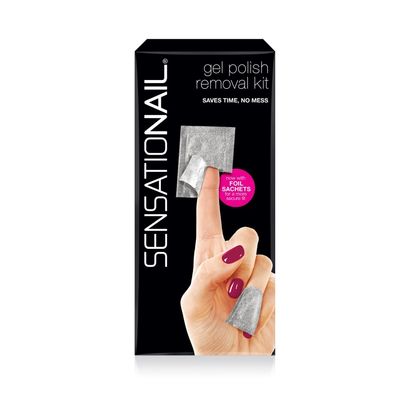 Sensationail Gel Nail Polish Removal Kit, Acetone Dropper, 4-Way Nail Buffer and Manicure Stick, Easily Soak Off without Damage or Hassle, Silver, 30 Count