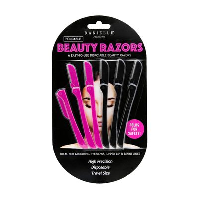 Danielle Disposable Folding Beauty Razors, Pink/Black, 6 Piece