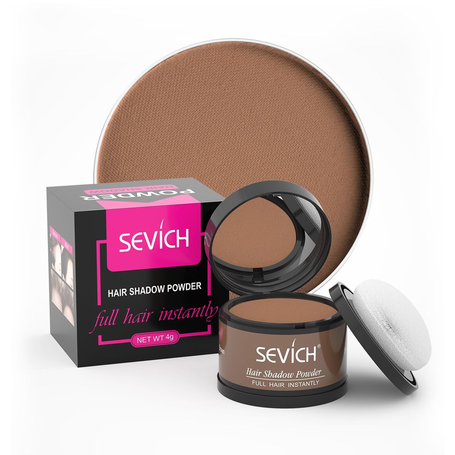 Instantly Hairline Shadow - SEVICH Powder for Grey Hair Root Touch Up, Thinning Hairline &amp; Eyebrows/Beard Line, Windproof &amp; Sweatproof, Brown