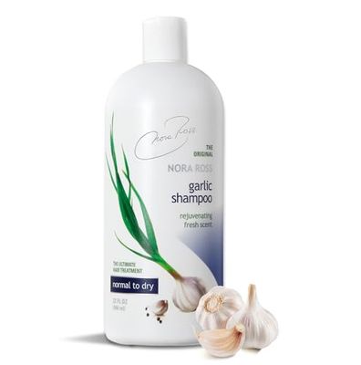 Nora Ross Classic Garlic Shampoo - Hair Loss, Growth &amp; Thickening Formula for Normal to Dry Scalp, Cleansing &amp; Anti-Dandruff with Rosemary 32 Oz