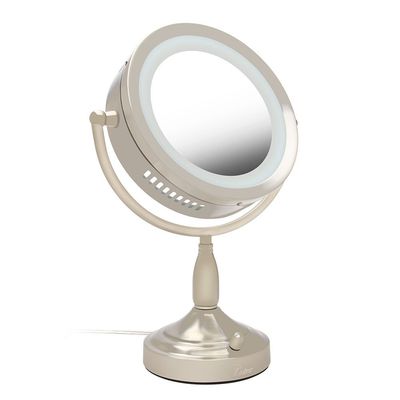 Zadro 11 Dia. Incandescent Lighted Makeup Mirror with Magnification 8X/1X Dimming Desk Mirror with Light 2 20-Watt Bulbs