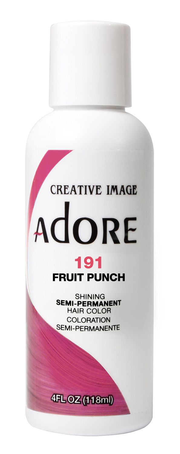 Adore Semi Permanent Hair Color - Vegan and Cruelty-Free Pink Hair Dye - 4 Fl Oz - 191 Fruit Punch (Pack of 1)