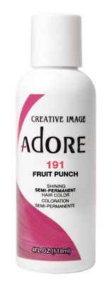 Adore Semi Permanent Hair Color - Vegan and Cruelty-Free Pink Hair Dye - 4 Fl Oz - 191 Fruit Punch (Pack of 1)