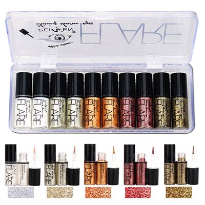 Lucoss Glitter Liquid Eyeliner Eye Shadow Makeup Kit Long Lasting Waterproof Sparkling Eyeshadow Metallic Eyeliner Liquid Eye Glitter Makeup
