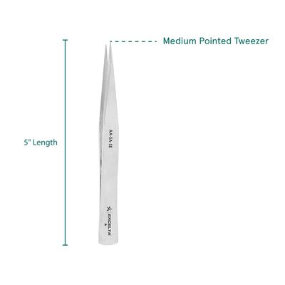 Excelta Tweezer, Medium Pointed Tweezer, Stainless Steel, 5 Overall Length