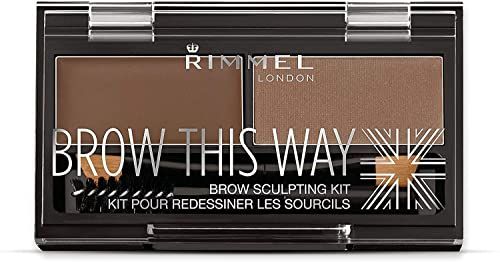 Rimmel Brow This Way Sculpting Kit, Medium Brown, Powder 0.04 Ounce, Wax 0.03 Ounce